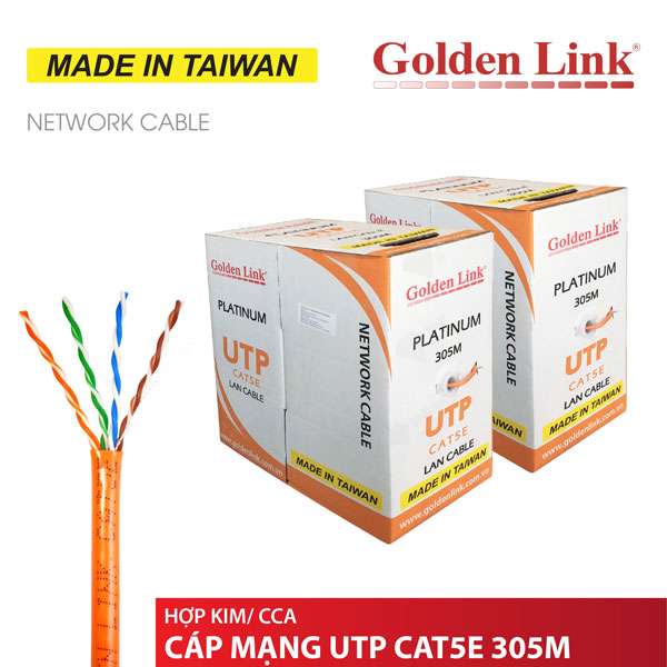 Cáp mạng Golden Link Cat 5e UTP Platinum (Đồng 100%)
