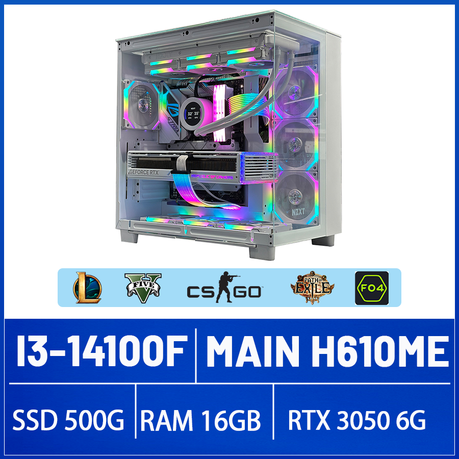 G11 - PC Gaming i3-14100F, RTX 3050 6G, Ram 16GB DDR4, SSD 500GB, 650W, Win 11