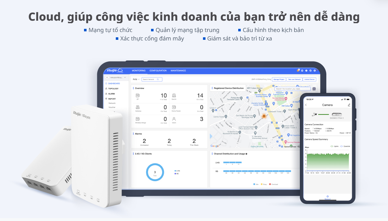 Quản Lý Và Bảo Trì Dễ Dàng Qua Ứng Dụng Ruijie Cloud.