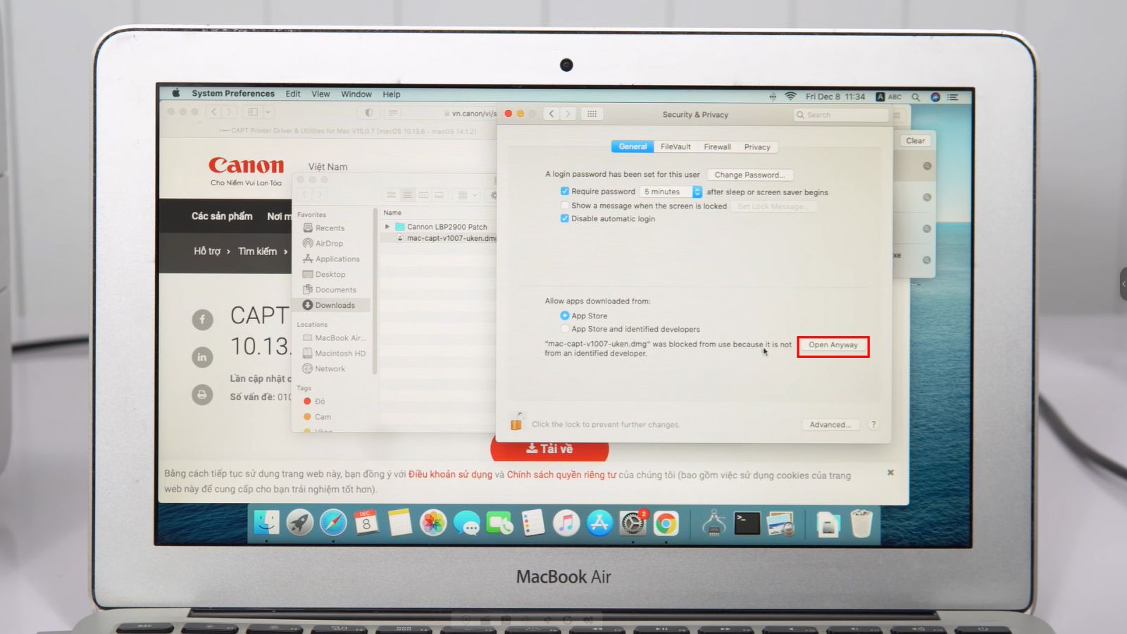 Chọn Open nếu Mac cảnh báo bảo mật.