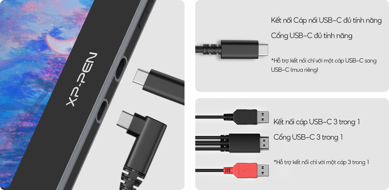 Hỗ trợ kết nối cáp USB-C