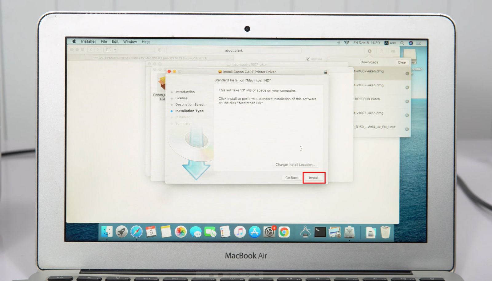 Làm theo hướng dẫn: Continue → Continue → Agree → Install
