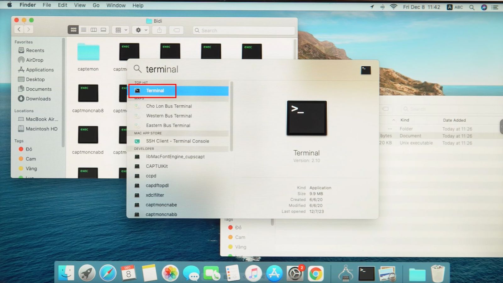 Mở Spotlight (⌘ + Space) → nhập Terminal.