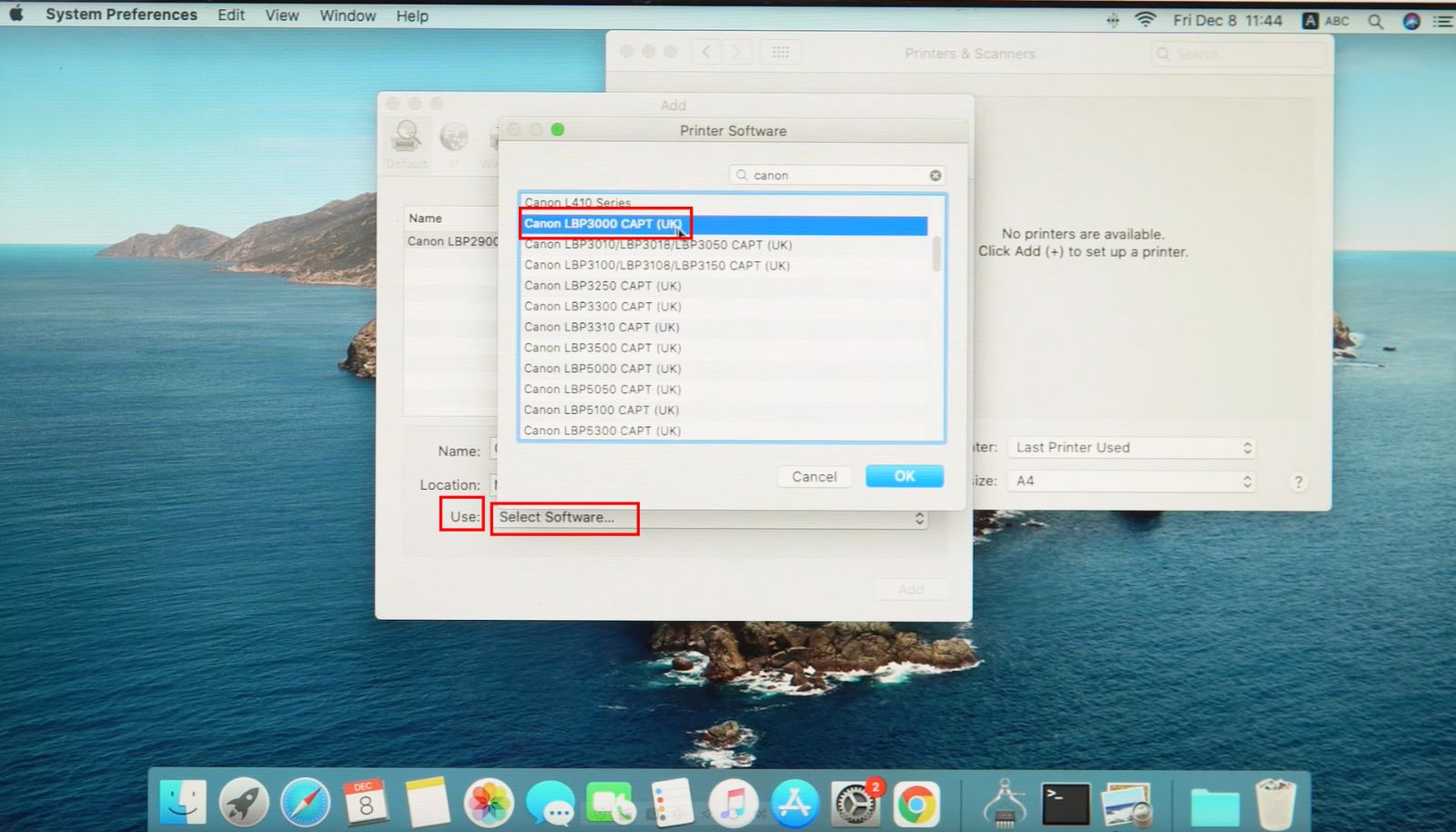 Trong mục Use, chọn Select Software....