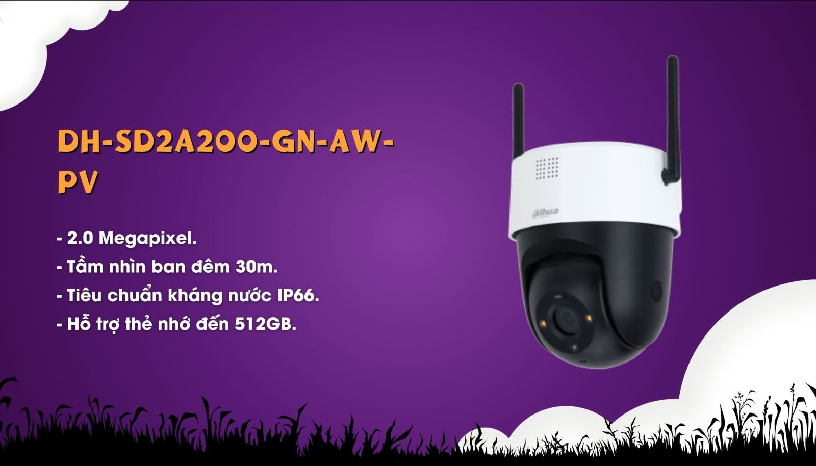Camera PTZ Wifi 2MP DAHUA DH-SD2A200-GN-AW-PV.