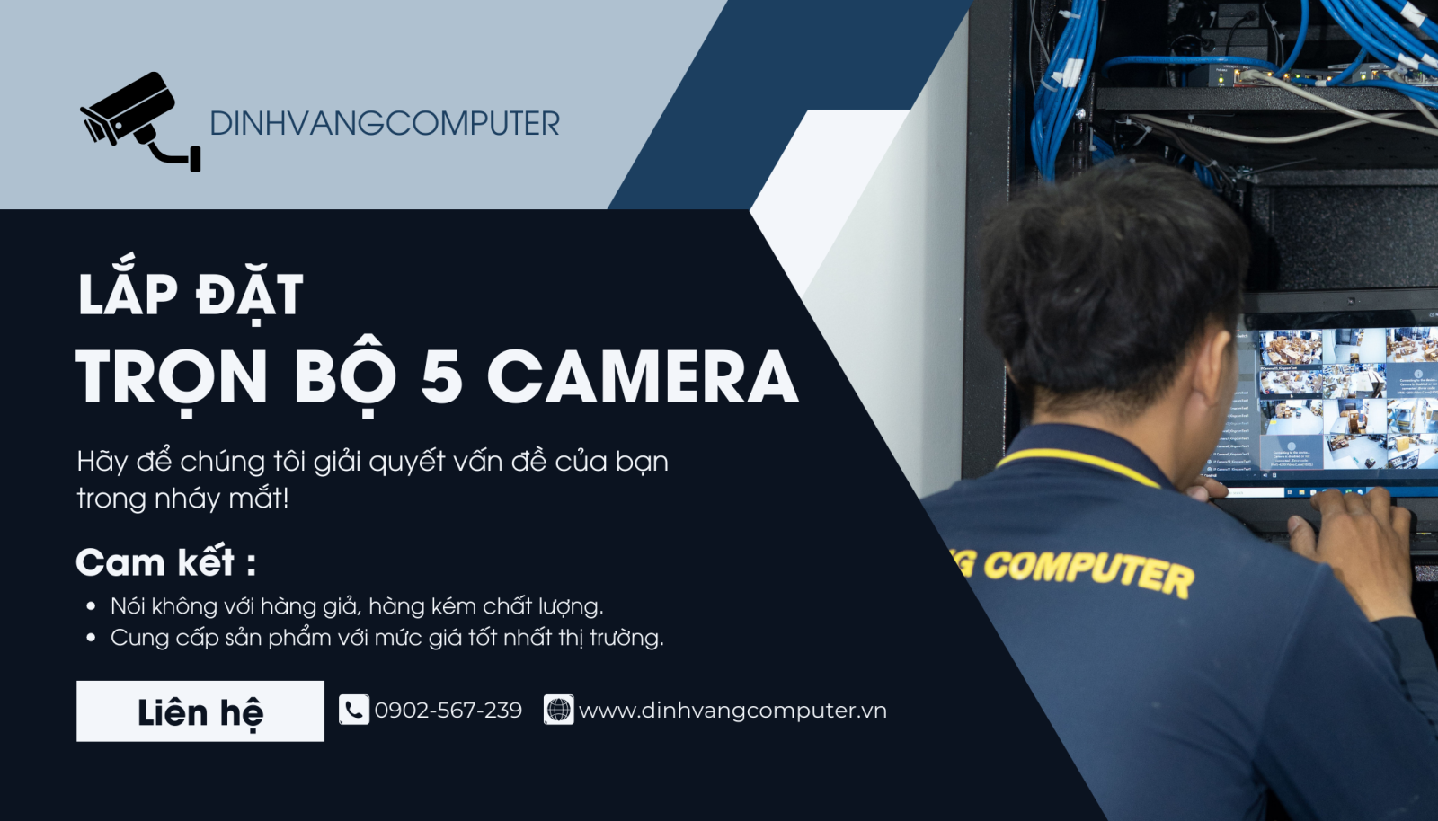Đỉnh Vàng Computer cung cấp dịch vụ lắp đặt trọn bộ 5 camera tại nhà với mức giá cạnh tranh, phù hợp với mọi người dùng.
