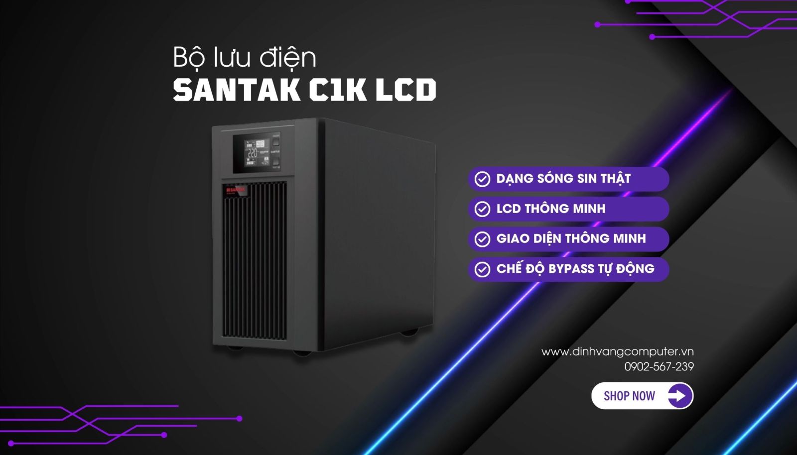 Bộ lưu điện Online Santak C1K LCD (1000VA/900W)