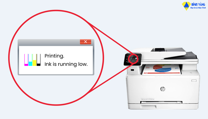 Nhận biết máy in hết mực thông qua báo hiệu từ máy in