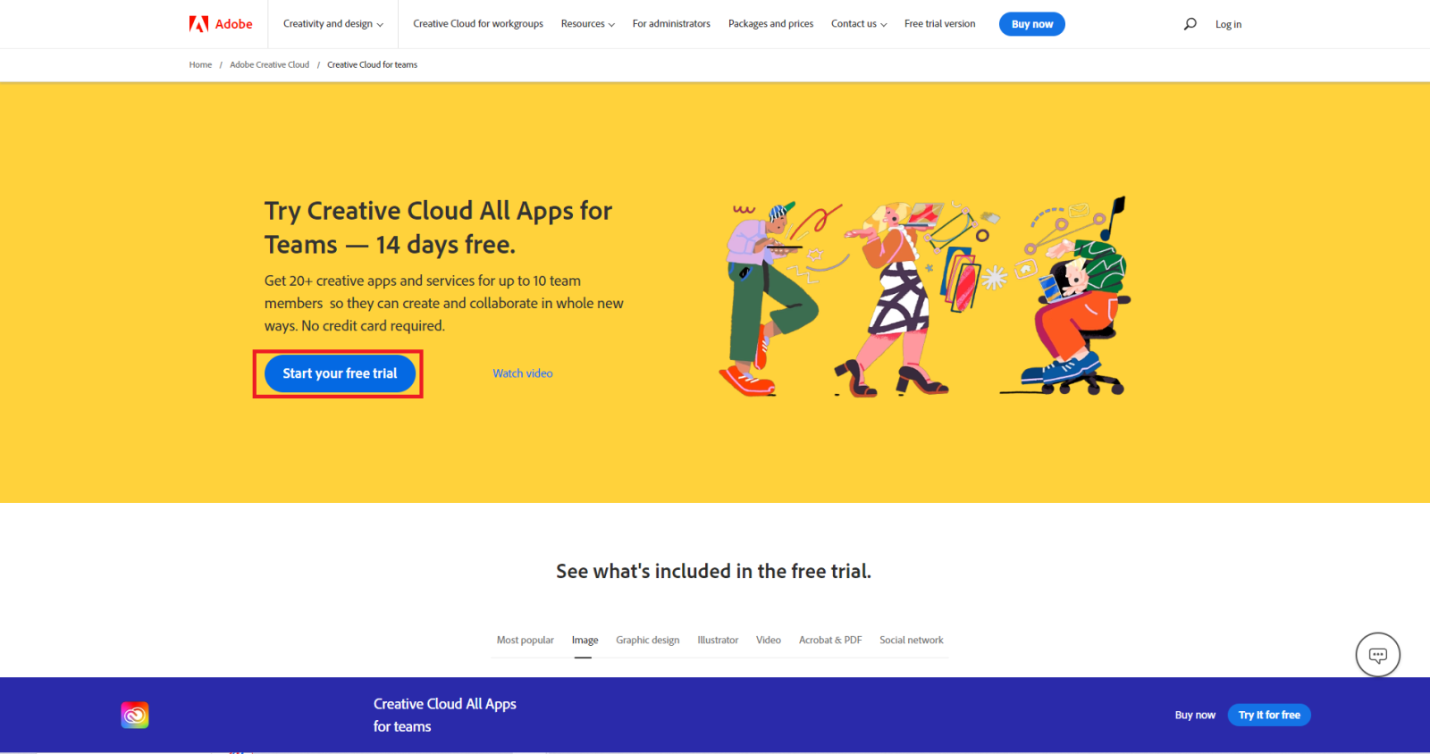 Tại giao diện chính của website, bạn chọn vào mục Start your free trial.