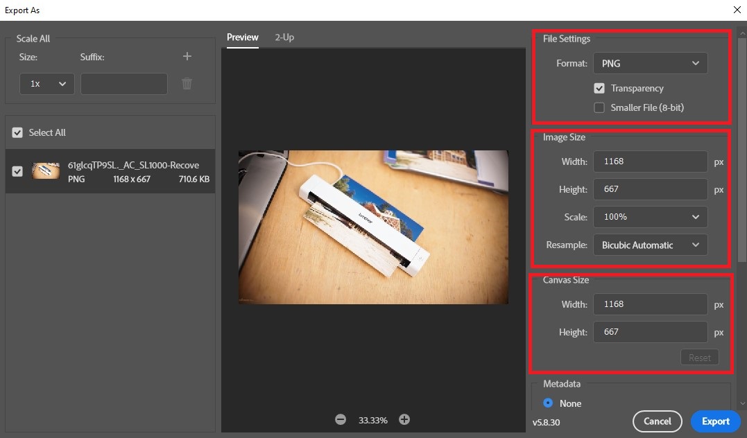 Xuất File trong Photoshop bằng phím tắt ALT + Ctrl + Shift + W