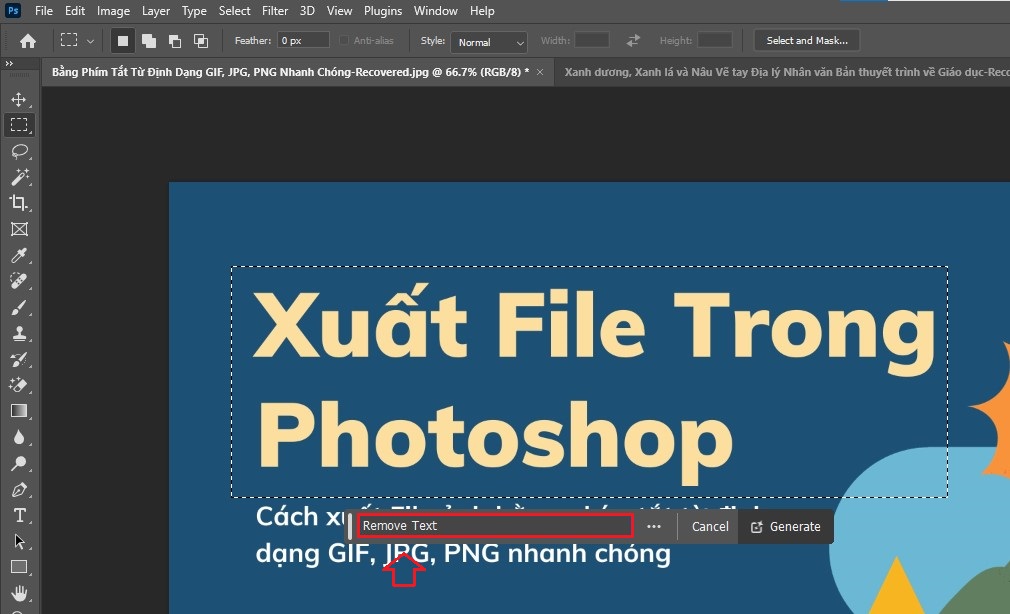 Xóa chữ trên ảnh bằng photoshop với Generative Fill