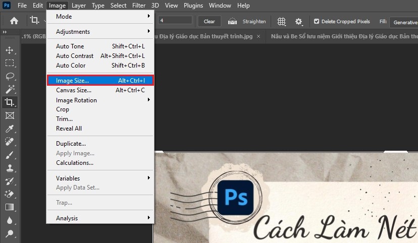 Cách làm nét ảnh trong photoshop bằng Image Size