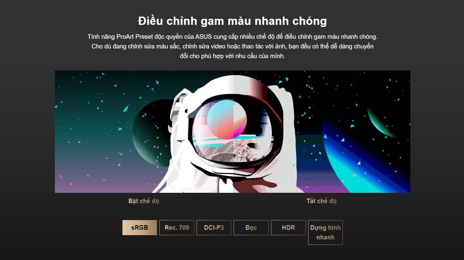 Tính năng điều chỉnh màu sắc và gamma
