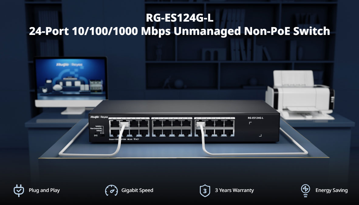24 Cổng Kết Nối Gigabit Ethernet Cho Tốc Độ Truyền Tải Dữ Liệu Nhanh Chóng và Ổn Định.