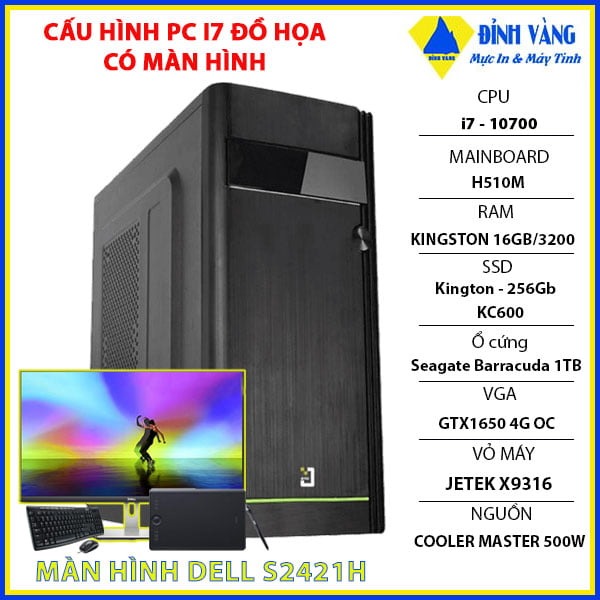 DVPC10 - PC đồ họa I7, Vga MSI GTX1650 Ventus XS 4G OC 2 Fan